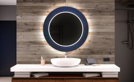 Στρογγυλός Διακοσμητικός Καθρέφτης Με Οπίσθιο Φωτισμό LED Για Το Μπάνιο - Blue Drawing