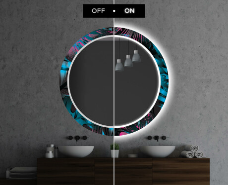 Στρογγυλός Διακοσμητικός Καθρέφτης Με Οπίσθιο Φωτισμό LED Για Το Μπάνιο - Fluo Tropic #7