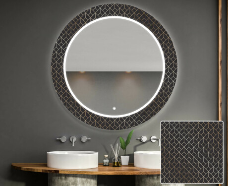 Στρογγυλός Διακοσμητικός Καθρέφτης Με Οπίσθιο Φωτισμό LED Για Το Μπάνιο - Golden Lines #1