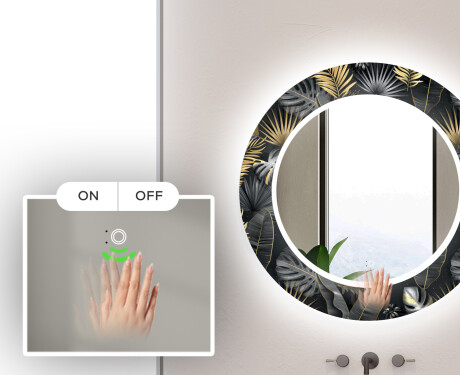 Στρογγυλός Διακοσμητικός Καθρέφτης Με Οπίσθιο Φωτισμό LED Για Το Μπάνιο - Goldy Palm #5