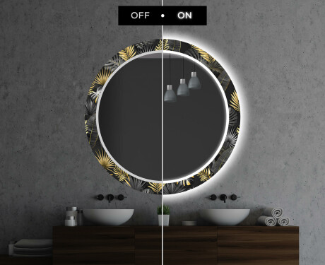 Στρογγυλός Διακοσμητικός Καθρέφτης Με Οπίσθιο Φωτισμό LED Για Το Μπάνιο - Goldy Palm #7