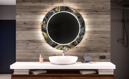Στρογγυλός Διακοσμητικός Καθρέφτης Με Οπίσθιο Φωτισμό LED Για Το Μπάνιο - Goldy Palm