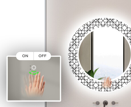 Στρογγυλός Διακοσμητικός Καθρέφτης Με Οπίσθιο Φωτισμό LED Για Το Μπάνιο - Industrial #5
