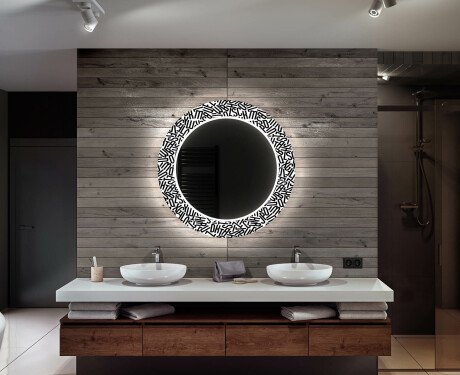 Στρογγυλός Διακοσμητικός Καθρέφτης Με Οπίσθιο Φωτισμό LED Για Το Μπάνιο - Letters #12