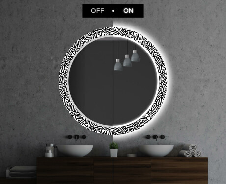 Στρογγυλός Διακοσμητικός Καθρέφτης Με Οπίσθιο Φωτισμό LED Για Το Μπάνιο - Letters #7