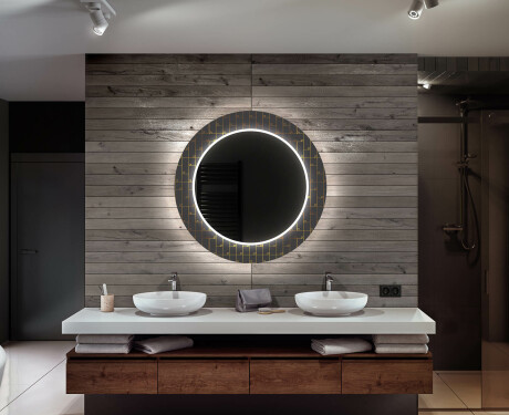 Στρογγυλός Διακοσμητικός Καθρέφτης Με Οπίσθιο Φωτισμό LED Για Το Μπάνιο - Microcircuit #12