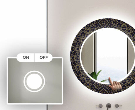 Στρογγυλός Διακοσμητικός Καθρέφτης Με Οπίσθιο Φωτισμό LED Για Το Μπάνιο - Ornament #4