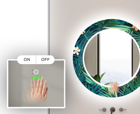 Στρογγυλός Διακοσμητικός Καθρέφτης Με Οπίσθιο Φωτισμό LED Για Το Μπάνιο - Tropical #5