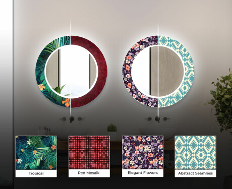 Στρογγυλός Διακοσμητικός Καθρέφτης Με Οπίσθιο Φωτισμό LED Για Το Μπάνιο - Tropical #6