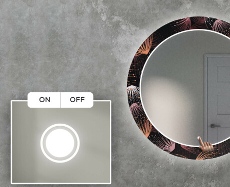 Στρογγυλός Διακοσμητικός Καθρέφτης Με Οπίσθιο Φωτισμό LED Για Το Σαλόνι - Dandelion #4