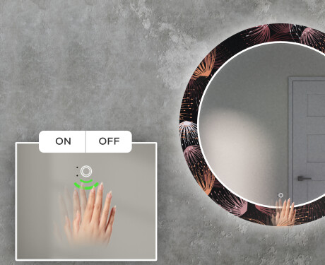 Στρογγυλός Διακοσμητικός Καθρέφτης Με Οπίσθιο Φωτισμό LED Για Το Σαλόνι - Dandelion #5