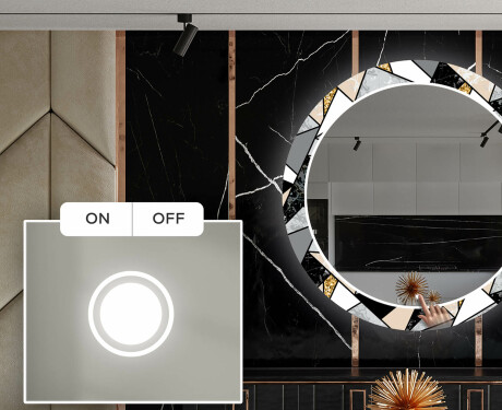 Στρογγυλός Διακοσμητικός Καθρέφτης Με Οπίσθιο Φωτισμό LED Για Την Τραπεζαρία - Marble Pattern #4