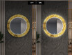 Στρογγυλός Διακοσμητικός Καθρέφτης Με Οπίσθιο Φωτισμό LED Για Το Χολ - Gold Triangles #7