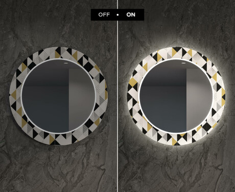 Στρογγυλός Διακοσμητικός Καθρέφτης Με Οπίσθιο Φωτισμό LED Για Την Τραπεζαρία - Geometric Patterns #7