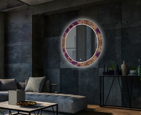 Στρογγυλός Διακοσμητικός Καθρέφτης Με Οπίσθιο Φωτισμό LED Για Το Σαλόνι - Gold Mandala #2