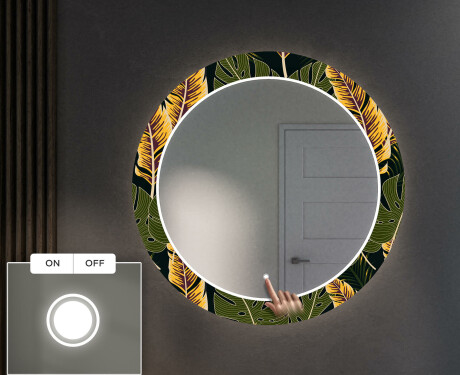 Στρογγυλός Διακοσμητικός Καθρέφτης Με Οπίσθιο Φωτισμό LED Για Το Χολ - Botanical Flowers #4