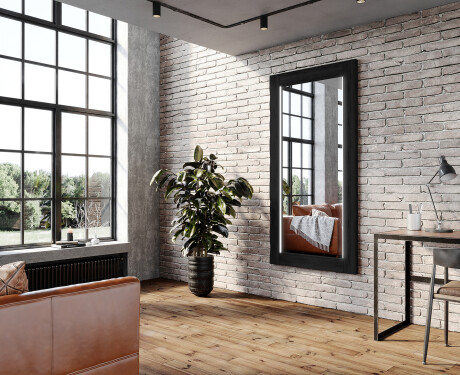 Κάθετα καθρέφτης με δρύινη κορνίζα και φωτισμό LED L225 #8