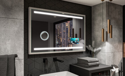 Ορθογώνιος καθρέφτης μπάνιου LED με πλαίσιο FrameLine L09