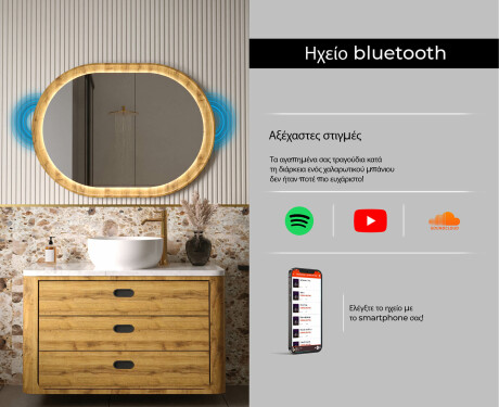 Οβάλ καθρέφτης σε δρύινο πλαίσιο με φωτισμό LED #7