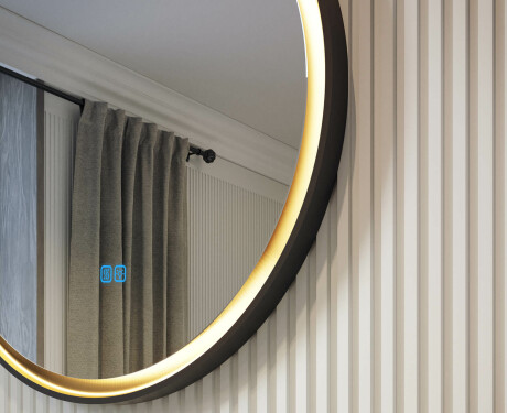 Στρογγυλός καθρέφτης με μεταλλικό πλαίσιο και φωτισμό LED #2