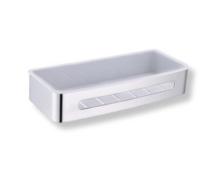 Καλάθι 29x12x5,5 / γυαλισμένος χάλυβας / λευκό πλαστικό εσωτερικό