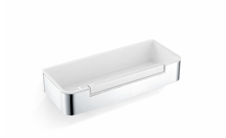 Καλάθι 29x12x5,5 με λάστιχο σύσφιξης / γυαλισμένος χάλυβας / λευκό πλαστικό εσωτερικό