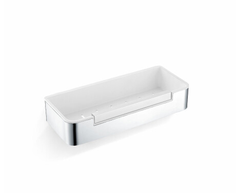 Καλάθι 29x12x5,5 με λάστιχο σύσφιξης / γυαλισμένος χάλυβας / λευκό πλαστικό εσωτερικό
