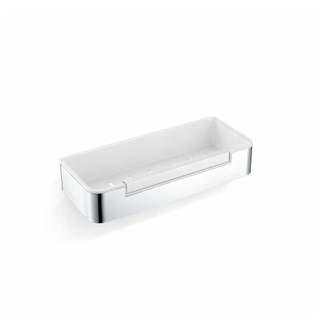 Καλάθι 29x12x5,5 με λάστιχο σύσφιξης / γυαλισμένος χάλυβας / λευκό πλαστικό εσωτερικό #1