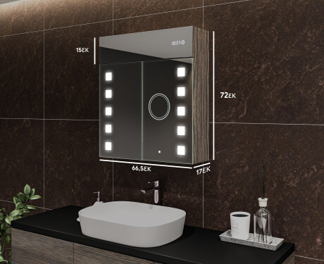 Ντουλάπι Μπάνιου Με Καθρέφτη LED - L03 Emily 66,5 x 72εκ #2
