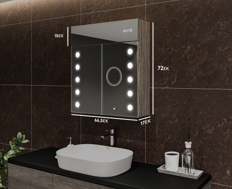 Ντουλάπι Μπάνιου Με Καθρέφτη LED - L06 Emily 66,5 x 72εκ #2