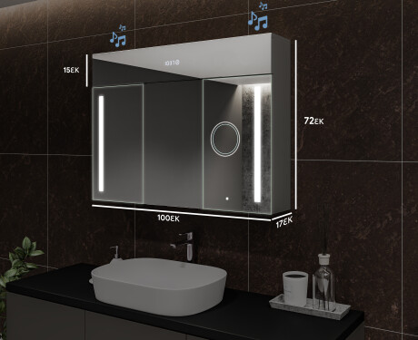 Ντουλάπι Μπάνιου Με Καθρέφτη LED - L02 Emily 100 x 72εκ #2