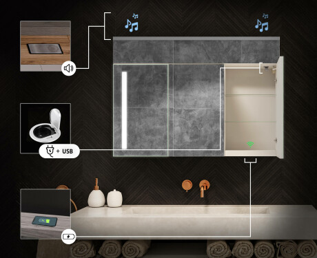 Ντουλάπι Μπάνιου Με Καθρέφτη LED - L02 Emily 100 x 72εκ #6