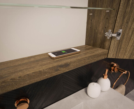 Κρεμαστό ντουλάπι μπάνιου με καθρέφτη LED L02 Emily 100 x 72 cm σε χρώμα San Marino #12