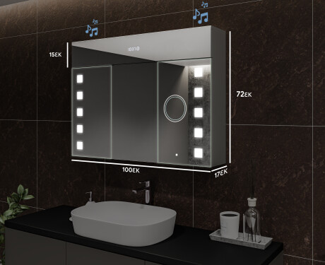 Ντουλάπι Μπάνιου Με Καθρέφτη LED - L03 Emily 100 x 72εκ #2
