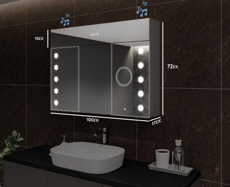 Ντουλάπι Μπάνιου Με Καθρέφτη LED - L06 Emily 100 x 72εκ #2