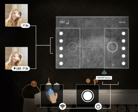 Ντουλάπι Μπάνιου Με Καθρέφτη LED - L06 Emily 100 x 72εκ #5