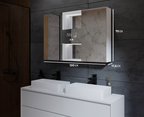 Ντουλάπι Μπάνιου Με Καθρέφτη LED Lisa 100 x 70εκ #2