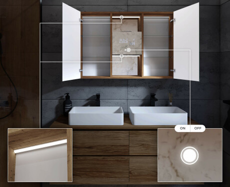 Ντουλάπι Μπάνιου Με Καθρέφτη LED Lisa 100 x 70εκ #6